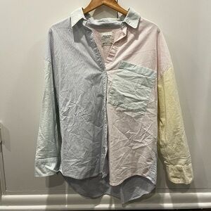 Abercrombie Fitch multicolor striped button up shirt size Large